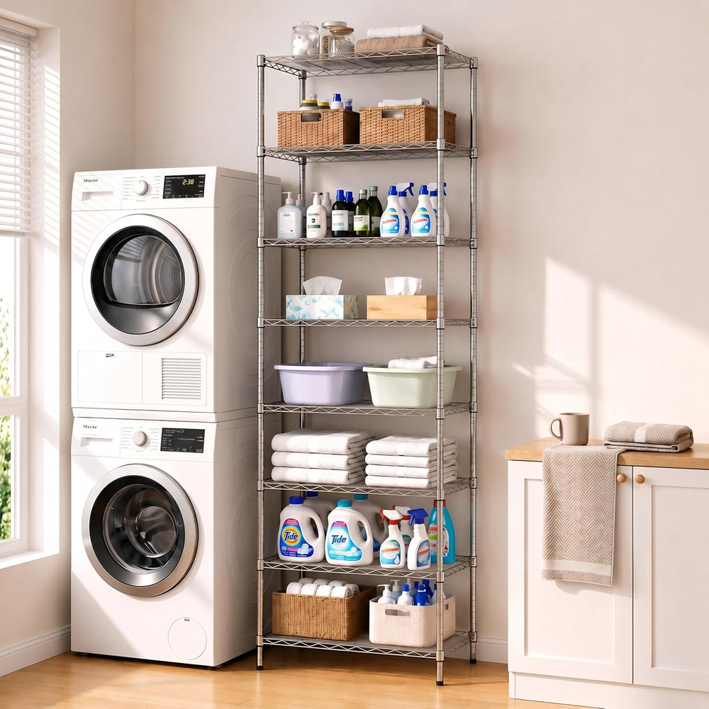 Finnhomy 8-Tier Wire Shelving Unit Adjustable Steel Wire Rack Shelving, 80.7 ...