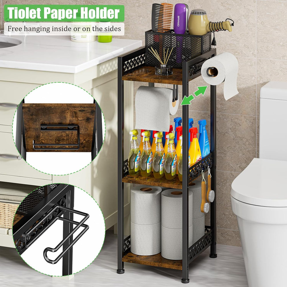 3 Tier Bathroom Organzier Storage Shelf Stand Toilet Paper Holder
