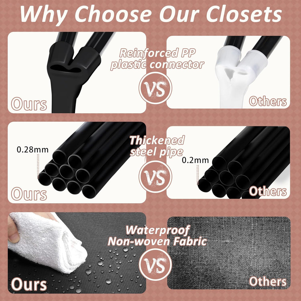 Wardrobe Closet, Quick and Easy Assembly, Gray Portable Closet