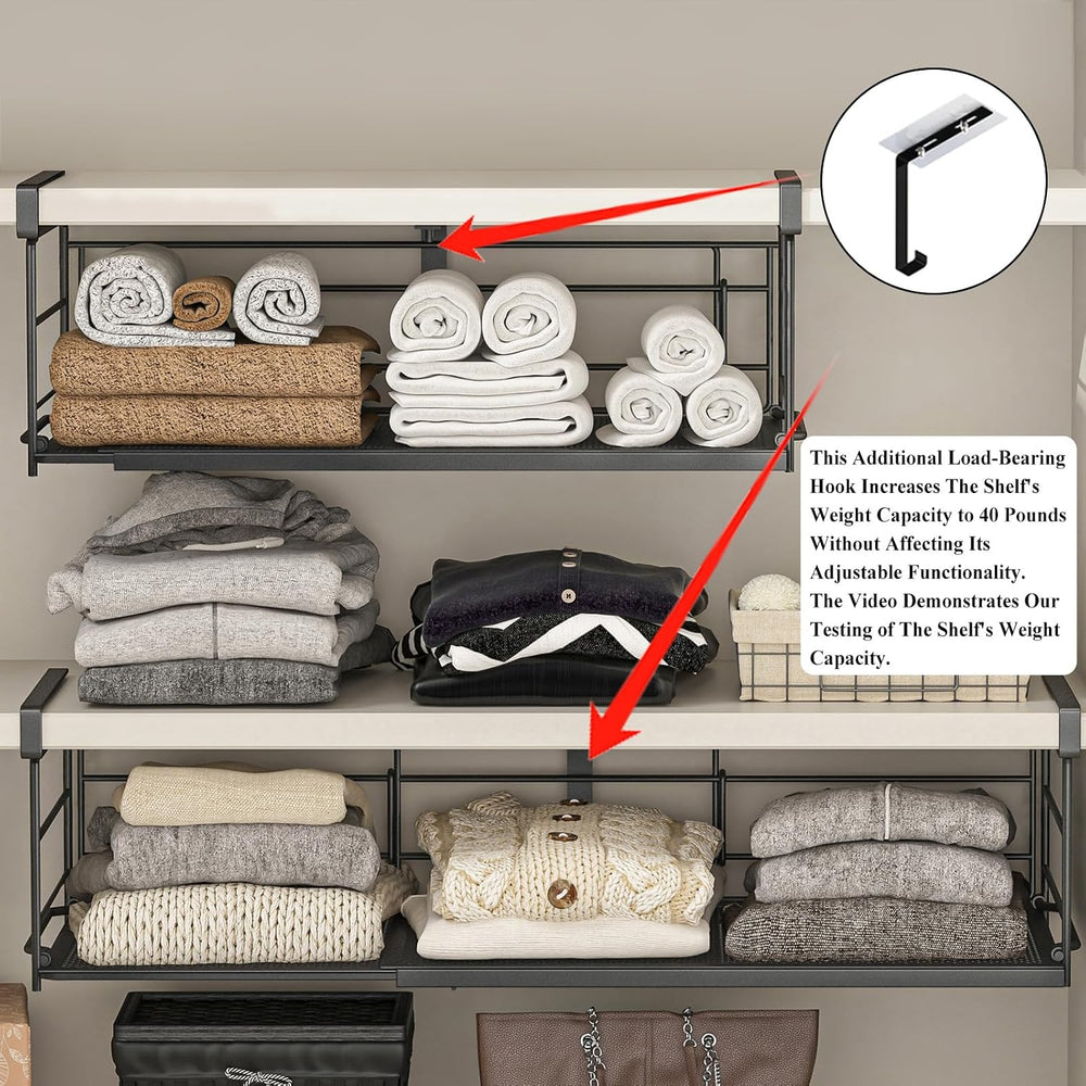 Expandable Under Cabinet Shelf, Extendable Under Shelf Storage with Removable...
