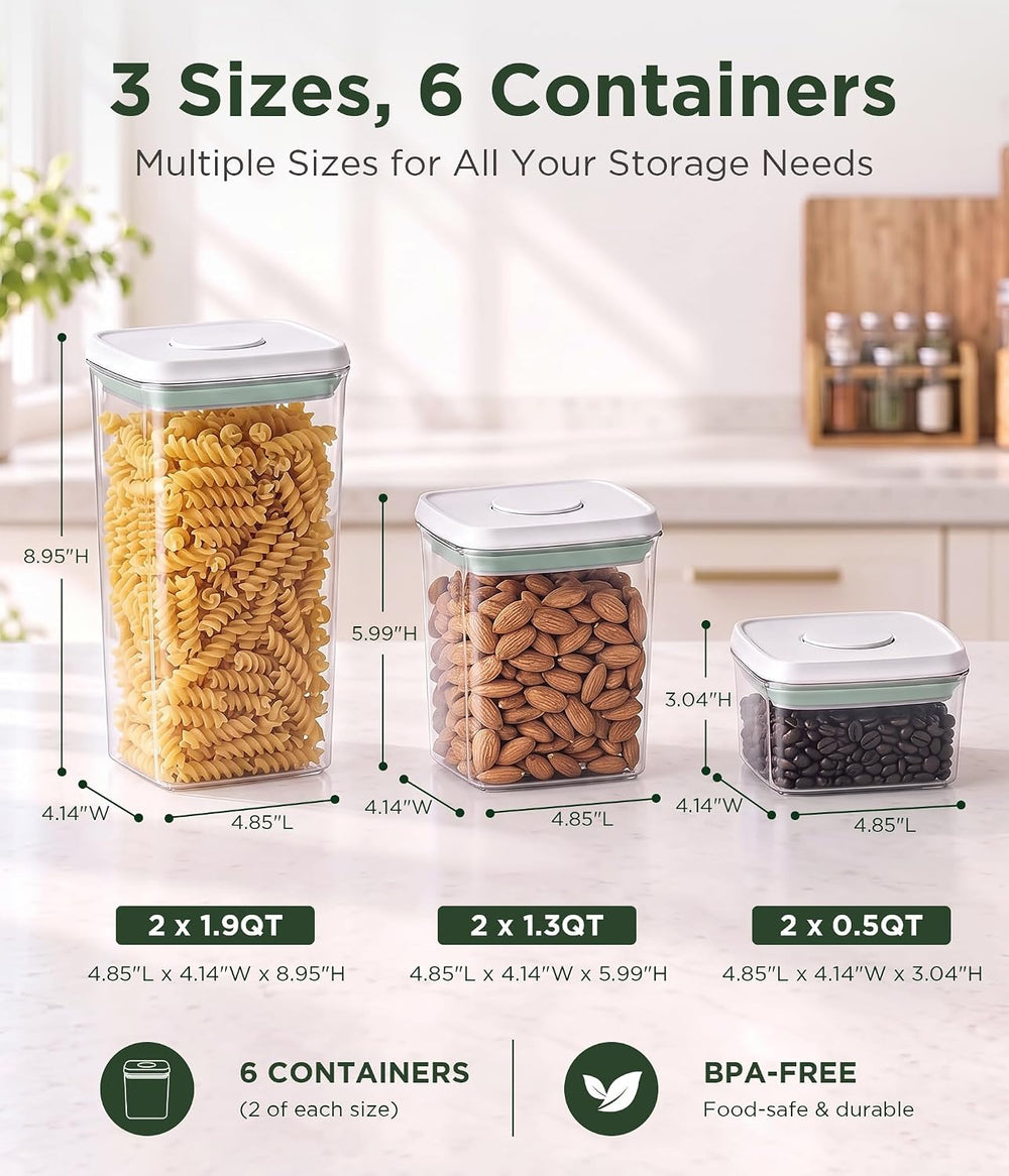 Airtight Food Storage Containers Set with Lids, 6 pcs, White 7L/236oz