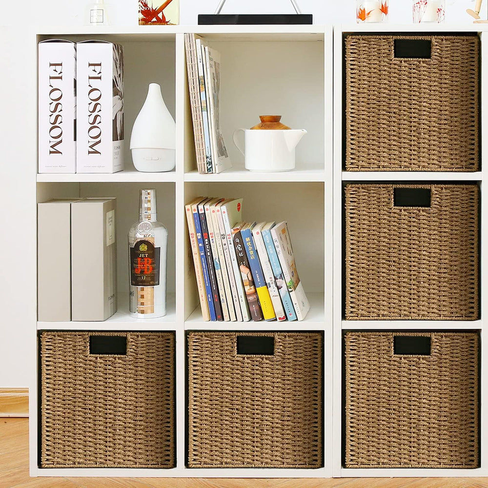 Vagusicc Wicker Baskets, Set of 2 Hand-Woven Storage Baskets for Shelves with...