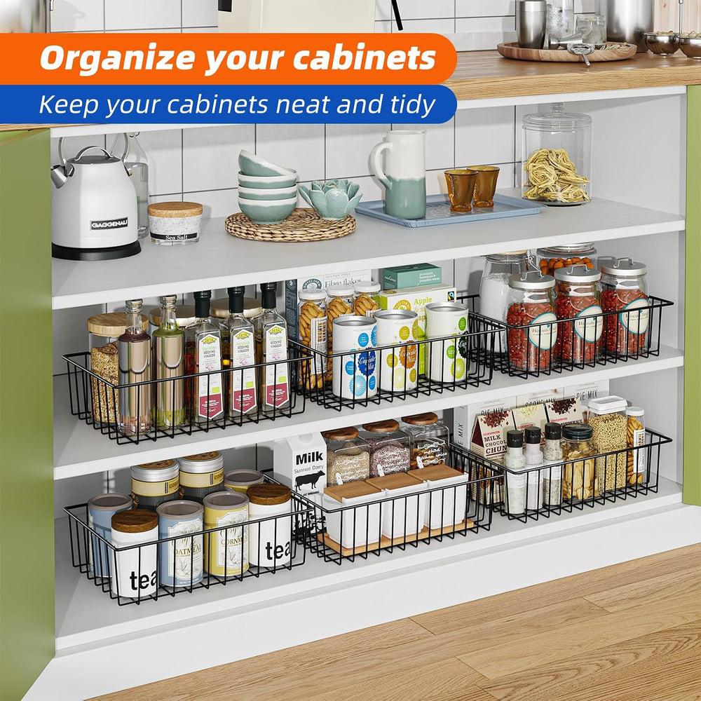 Simple Trending 12 Pack Extra Large Wire Storage Baskets, Black
