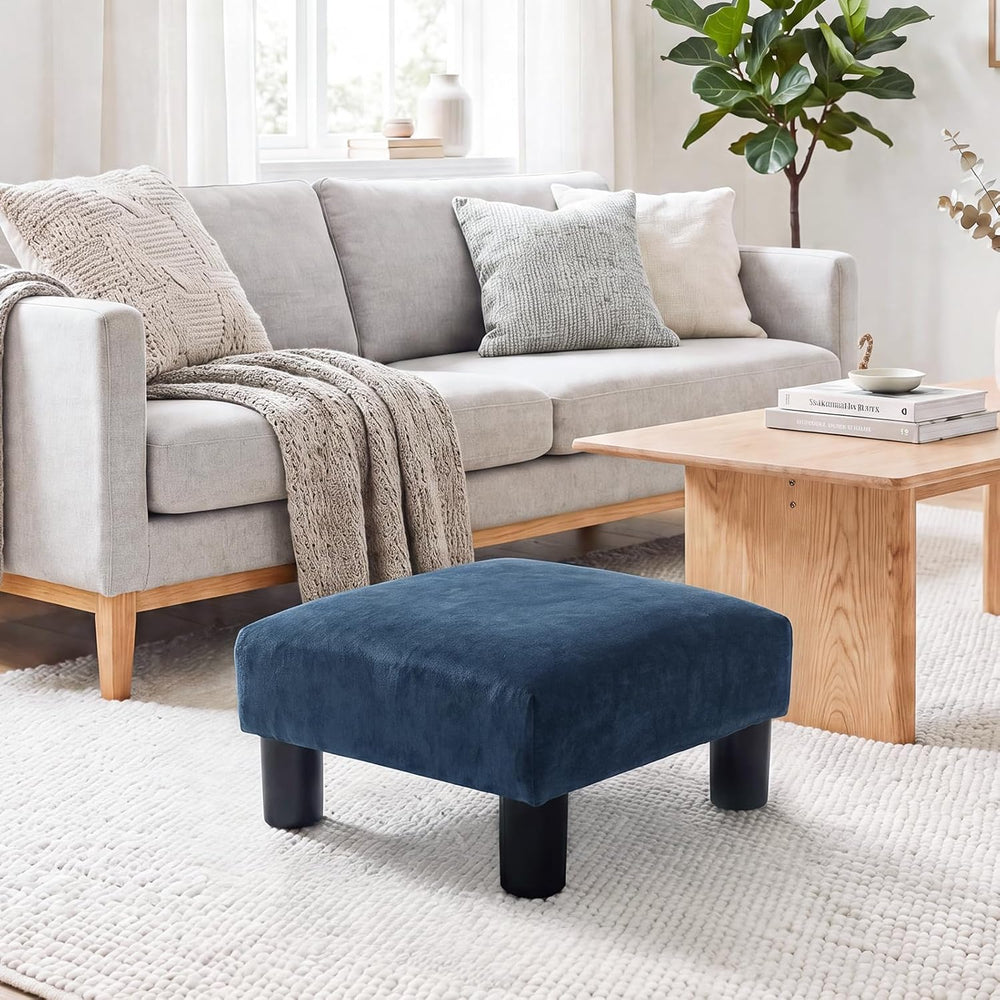 Joveco Small Foot Rest Stool Ottoman, 15" Fabric Square Short Low Footst...