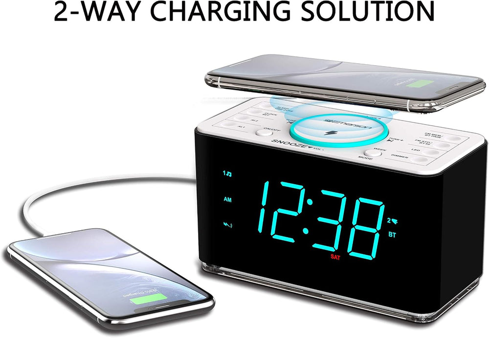Emerson Smartset Wireless Charging Dual Alarm Clock Radio with PLL FM, 15 Wat...