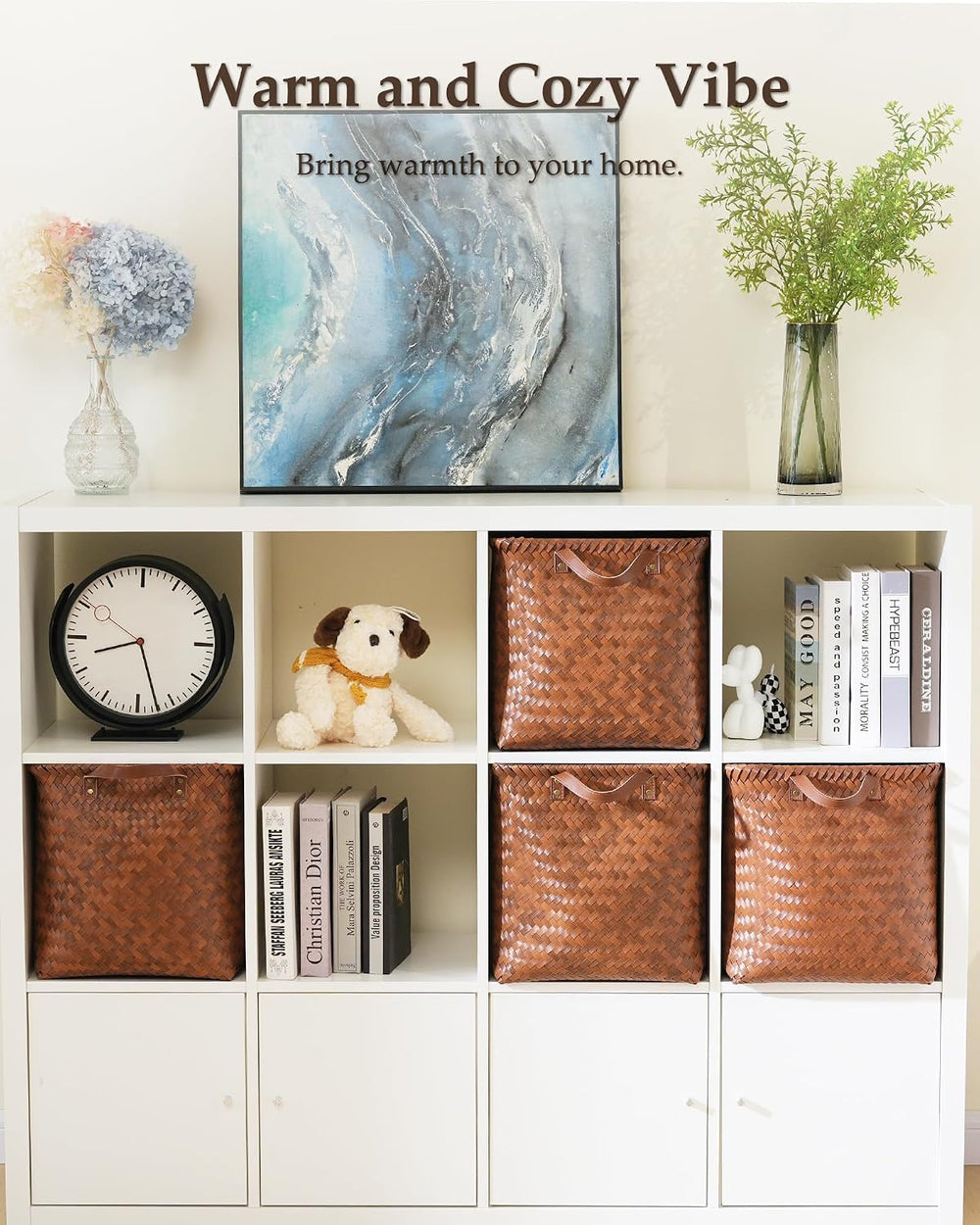 13x13x13 Large Woven Wicker Storage Basket Laundry Hamper 4 Pack
