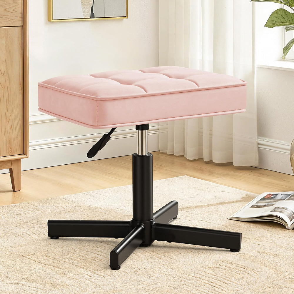 LUE BONA Adjustable Vanity Stool, 15''-19.5'' Foot Rest Under...
