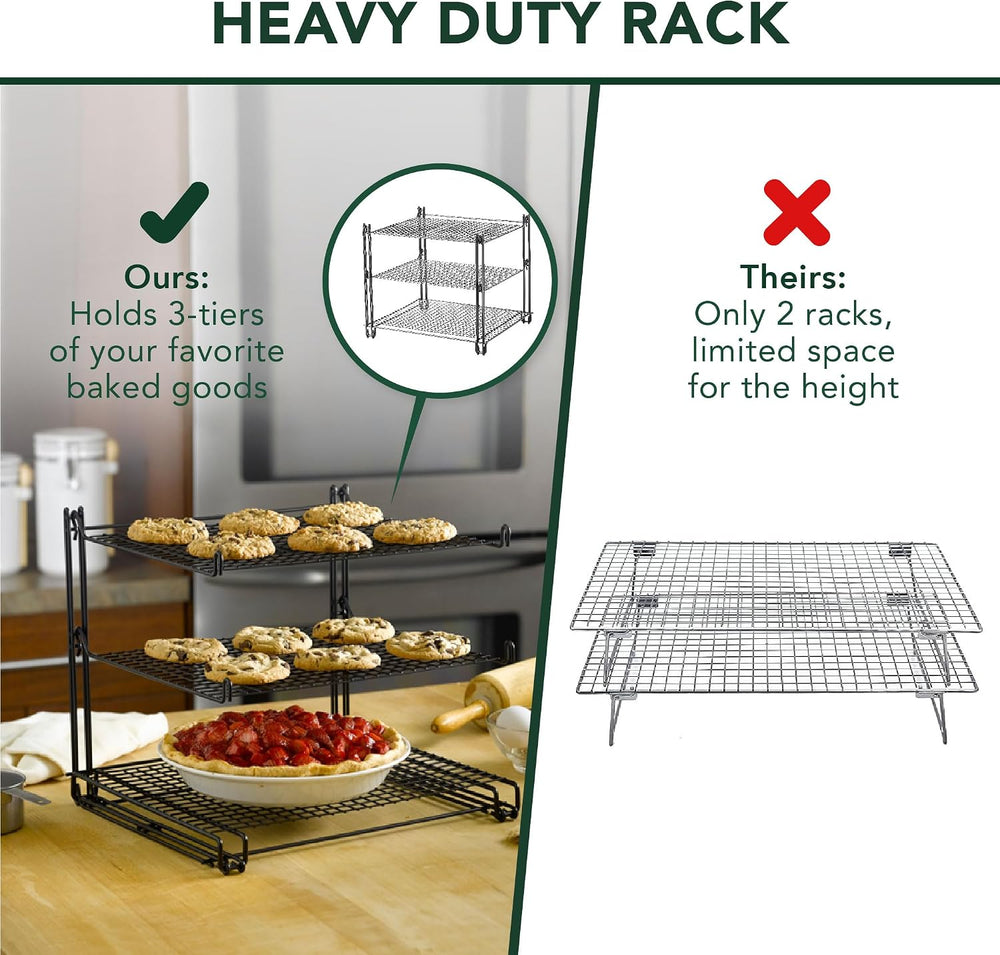 Nifty 3-Tier Cooling Rack – Non-Stick Coating, Wire Mesh Design, Dishwasher S...