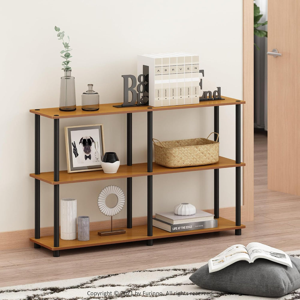 Furinno TURN-N-TUBE Storage Shelves, 3-Tier 47.4 Wide Book Shelf, Corner Shel...