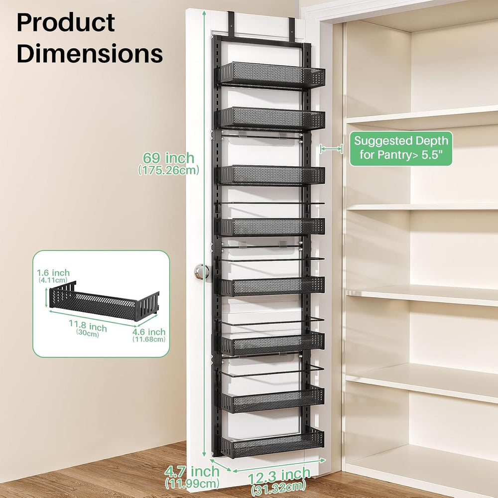 SNTD 8 Tiers Narrow Over the Door Organizer, 12.3"W x 4.7"D x 69&qu...