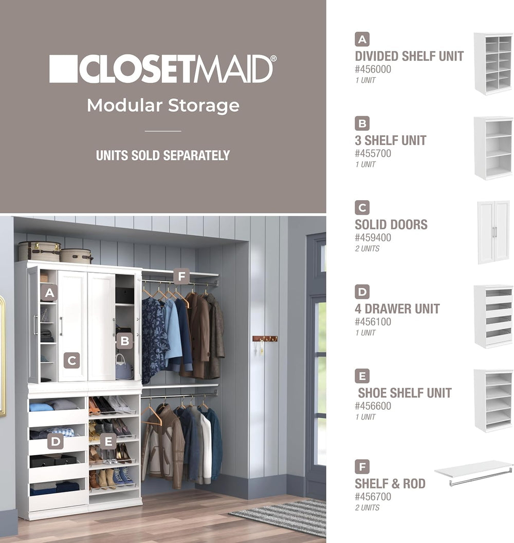 ClosetMaid Modular Storage Unit with 4 Drawers, Wood Closet Organizer, Stacki...