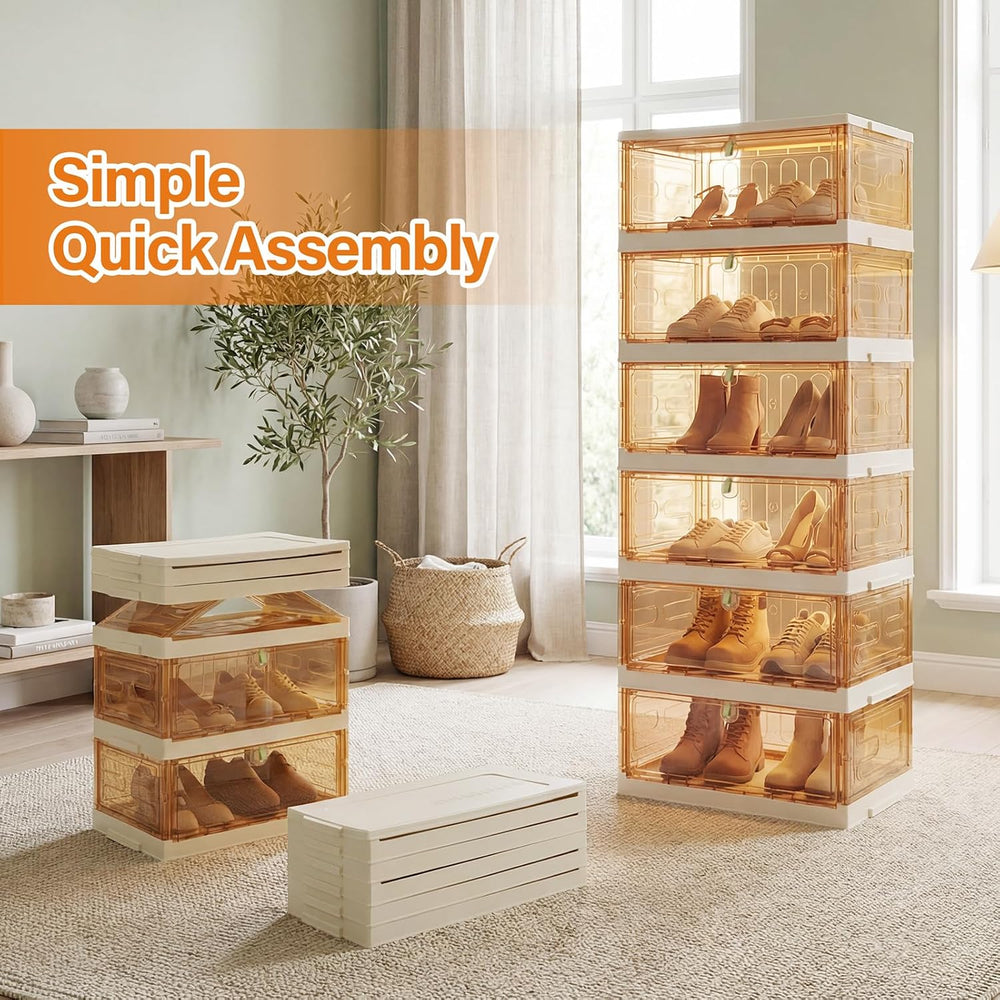 Shoe Rack Organizer for Entryway/Closet,Stackable Magnetic-Door Shoe Boxes,Fo...