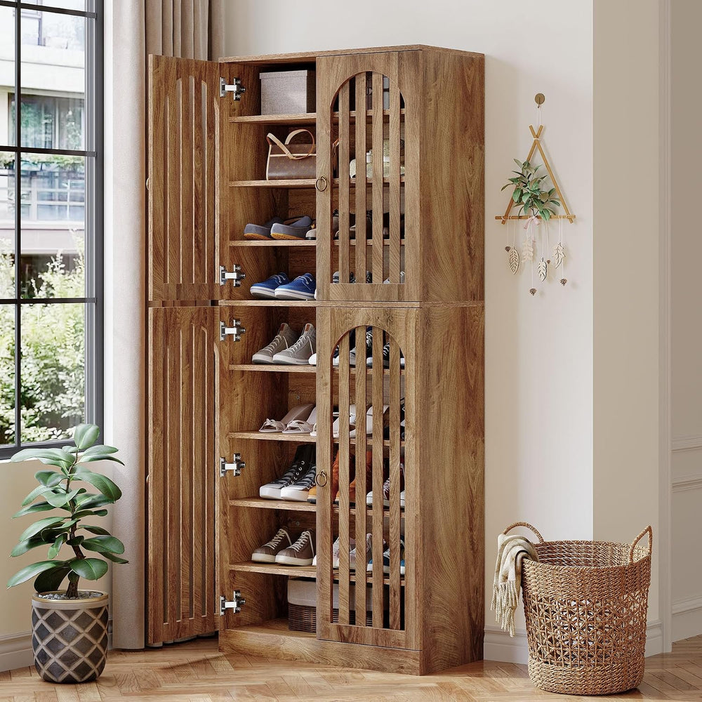 Tribesigns 70.86" Tall Shoe Storage Cabinet with Doors and Shelves, 9-Ti...