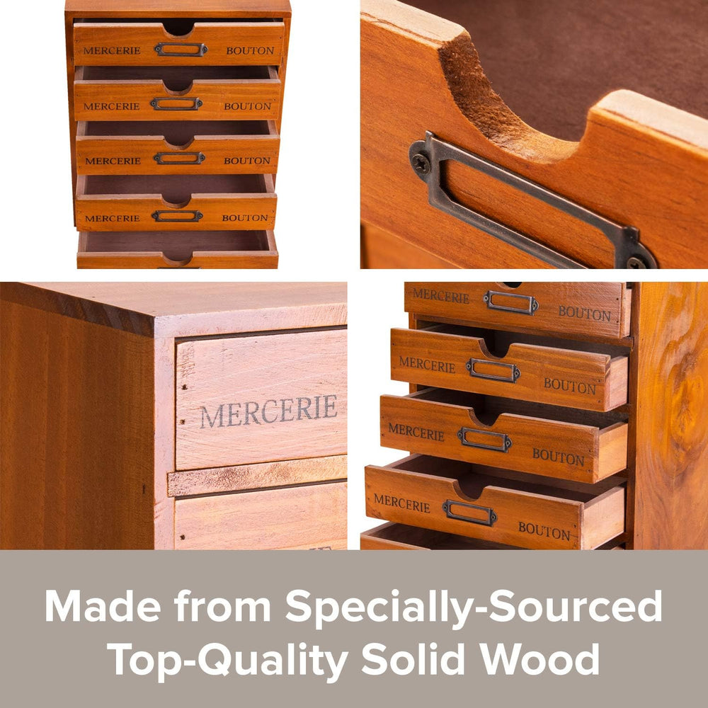 Vintage 5-Drawer Wooden Desk Organizer - Craft Storage - Rustic Shelf Drawer ...