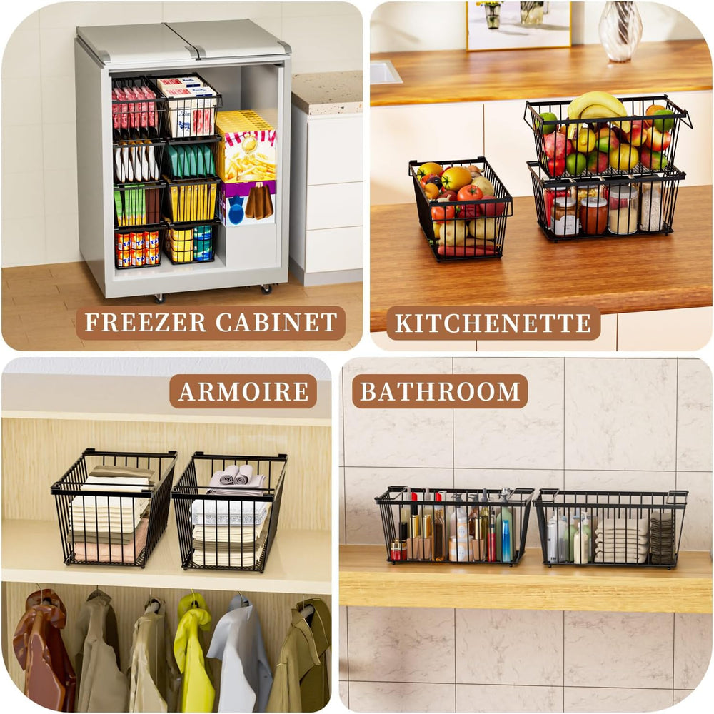 Enhanced Leak-Proof Bottom, Small Freezer Organizer Bins for 7 Cu.Ft