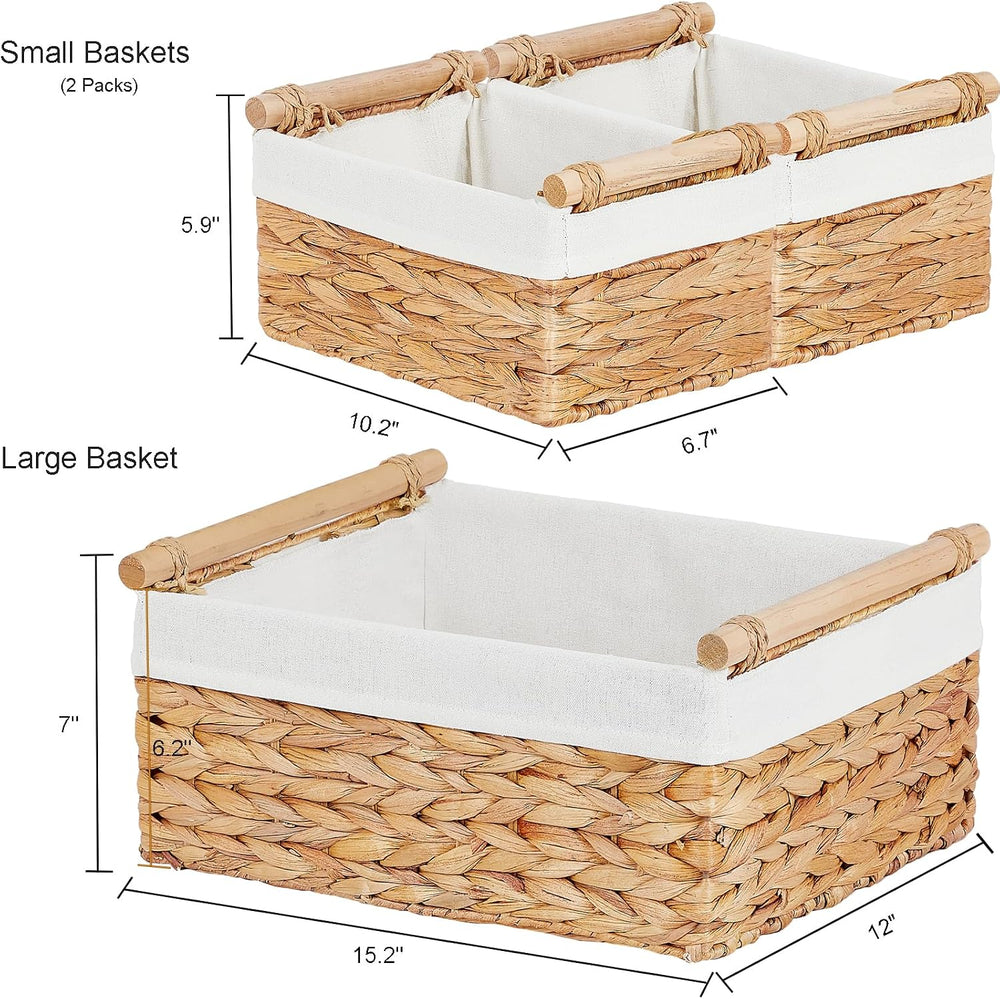Vagusicc Wicker Storage Basket, 3-Packs Water Hyacinth Storage Baskets for Or...