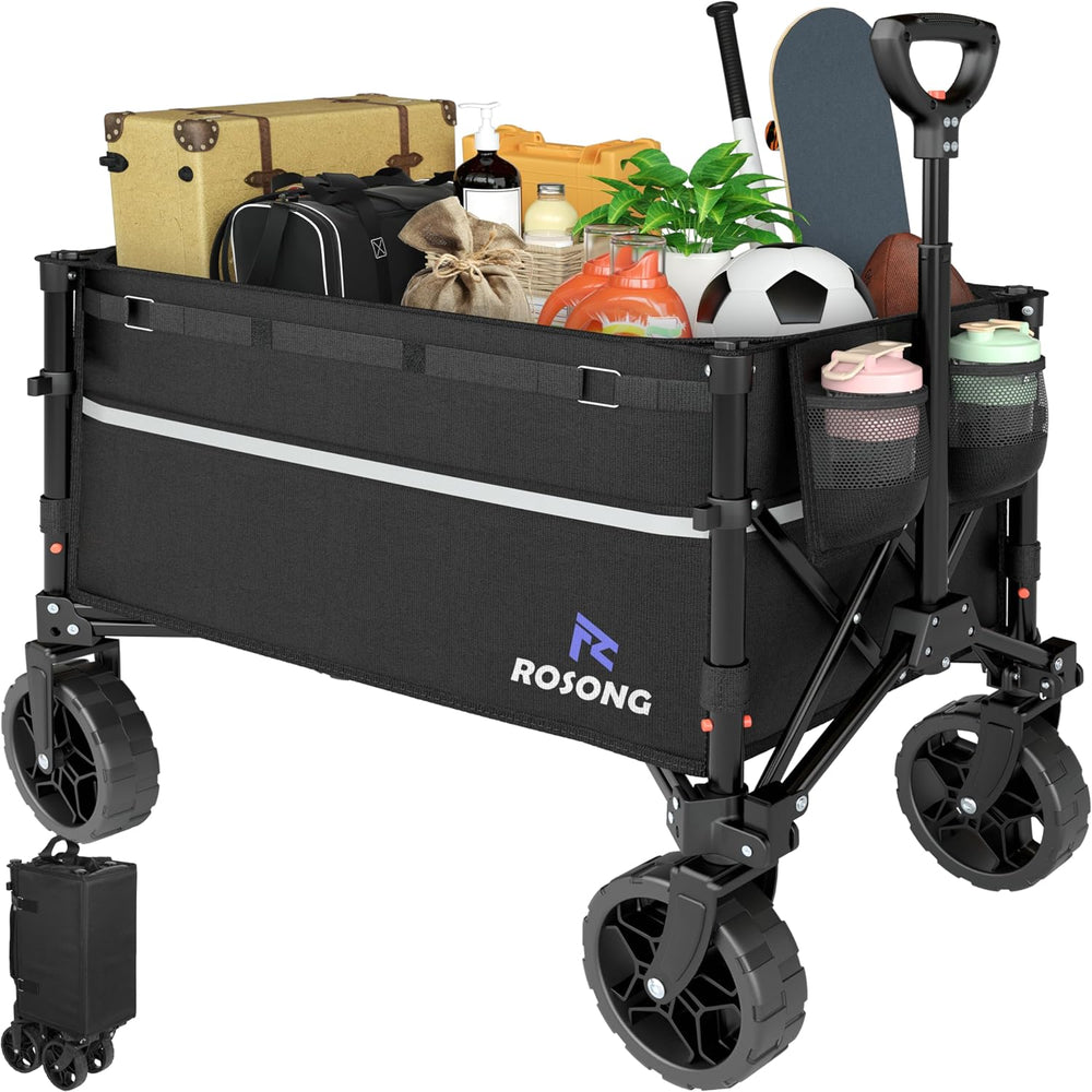ROSONG Collapsible Wagon Cart with Wheels Foldable - Folding Utility Heavy Du...