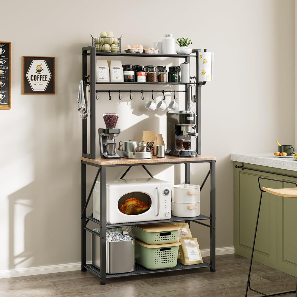 YASONIC Coffee Bar, Bakers Rack with Storage, 25.6 Inches Microwave Stand, 5 ...
