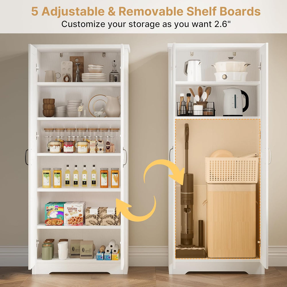 Decofy 70" Tall Storage Cabinet, Large Wood Storage Pantry Cabinet with ...