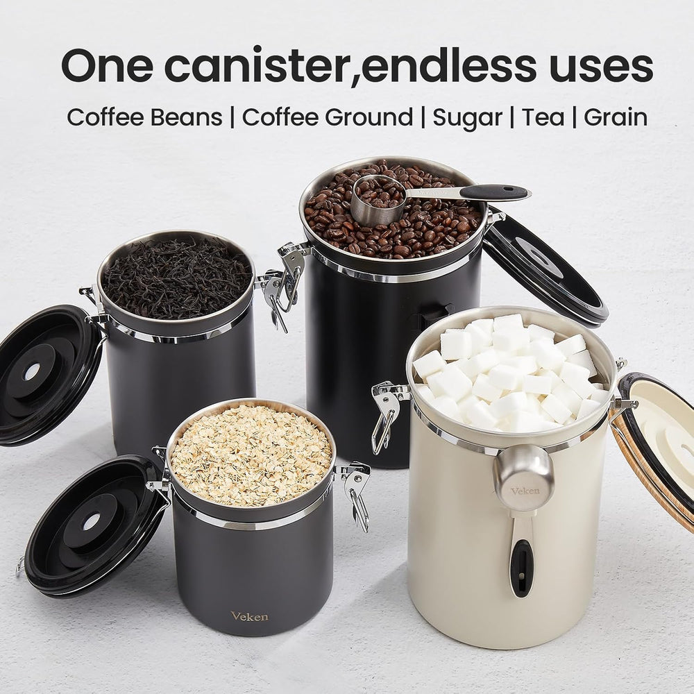 Veken Coffee Canister,39OZ, 2.2lbs,Large Airtight Stainless Steel Container