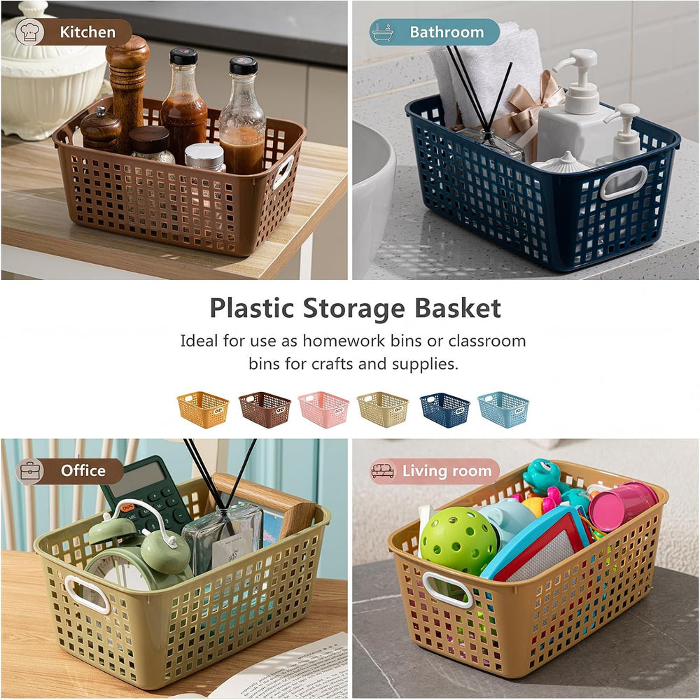 Geetery 12 Pcs Classroom Storage Baskets 11 x 7" Plastic Bins,Boho