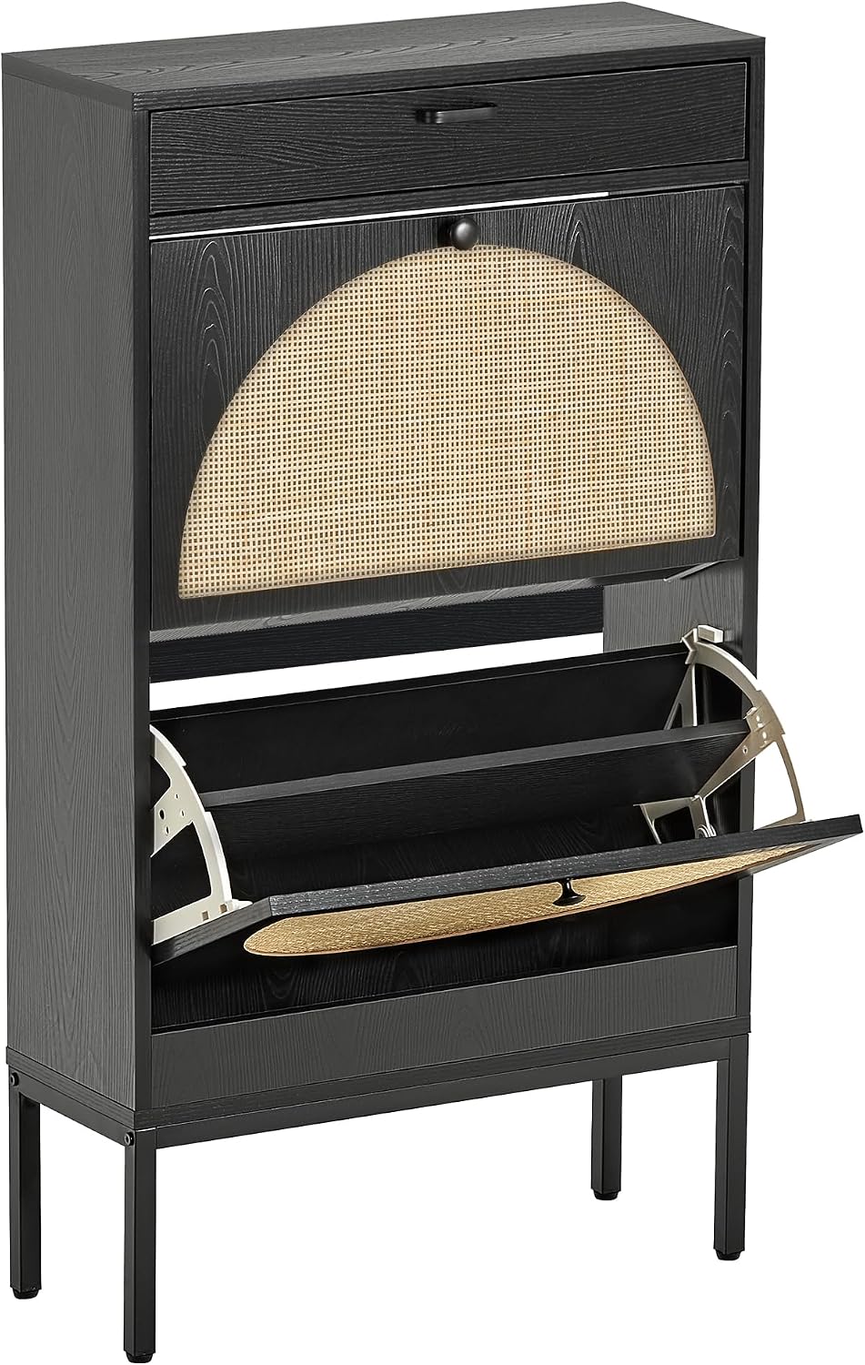 XIAO WEI Shoe Cabinet, Natural Semi Circle Handmade Rattan Shoe Storage Organ...