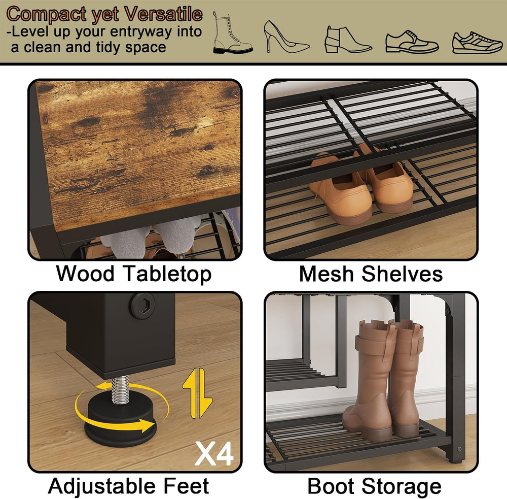 HOMEFORT Shoe Bench,3 Tiers Shoe Rack Bench,31.5" Shoe Storage Bench for...