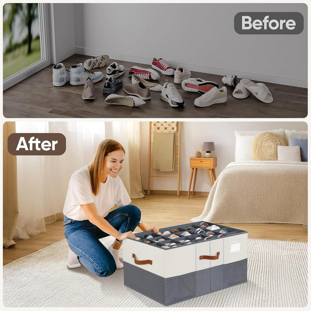 Shoe Organizer for Closet, Adjustable Storage Box Holds 48 Pairs