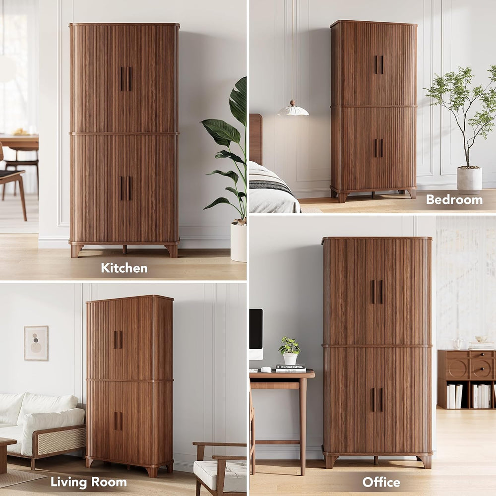 Decofy 69" Tall Kitchen Pantry Storage Cabinet with Sliding Door, Modern...