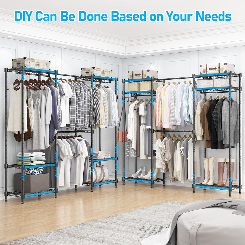 Homdox Heavy Duty Garment Rack with Extendable Hanging Rods, Adjustable Metal...