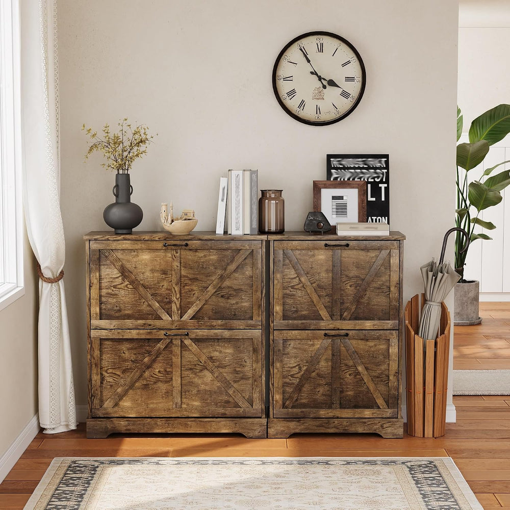Semiocthome Farmhouse Shoe Storage Cabinet with 2 Flip Drawers, 31.5"(W)...