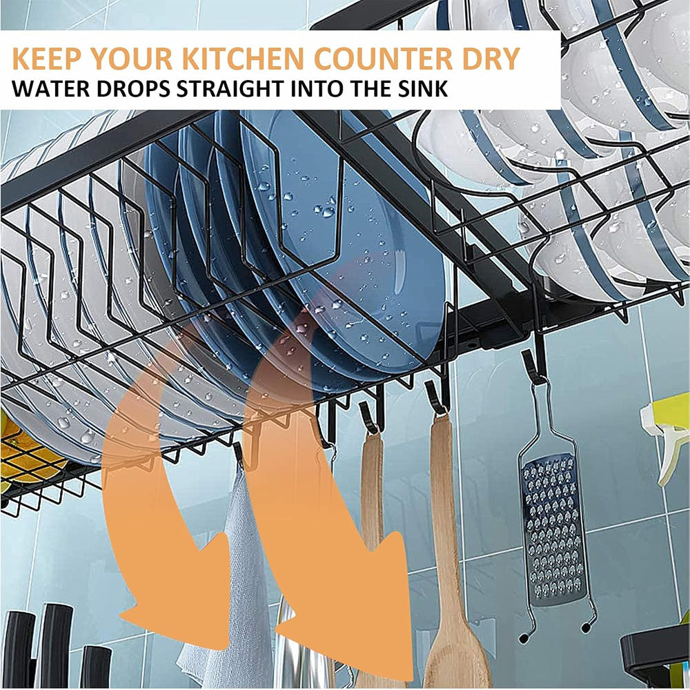 Over The Sink Dish Drying Rack, Large 2 Tier Dish Dryer Rack for Kitchen Orga...