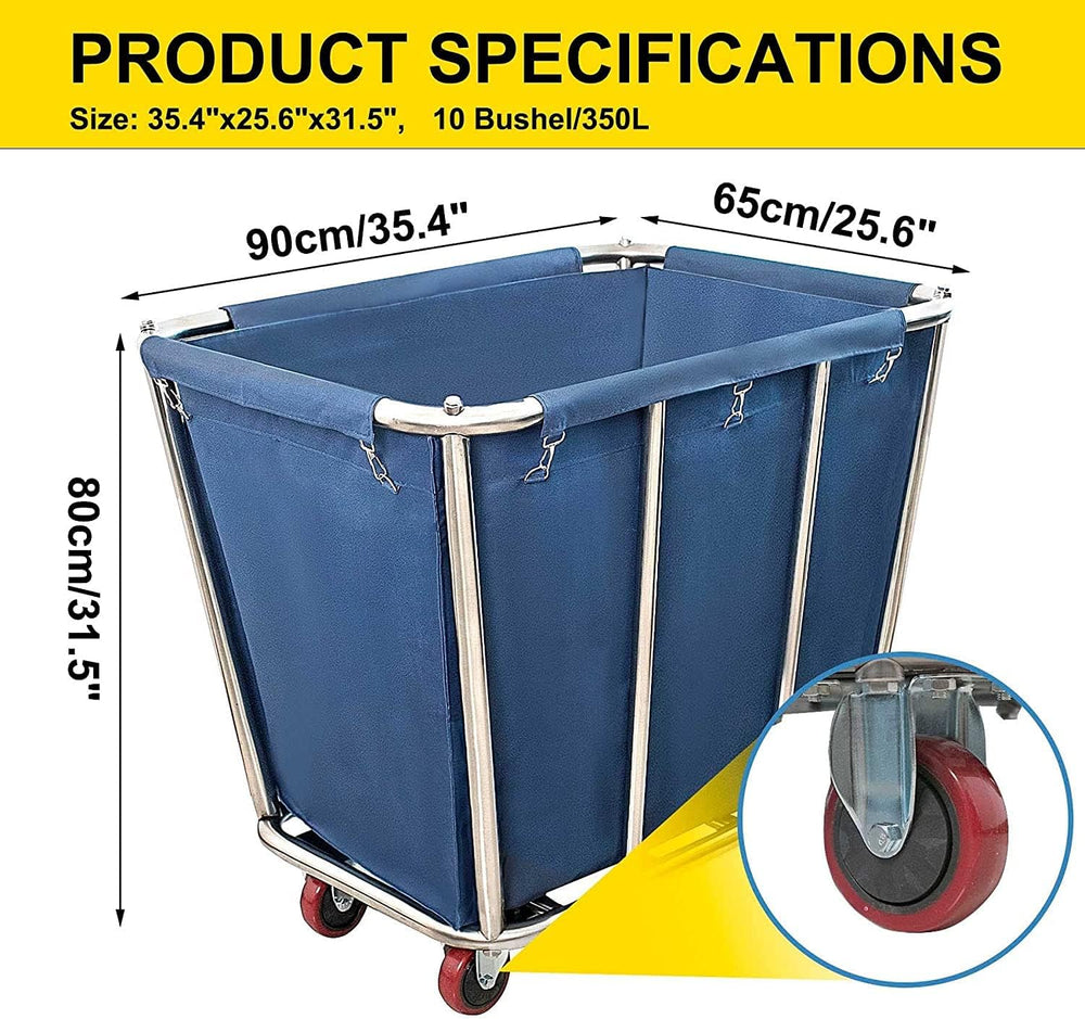 Commercial Laundry Cart with Wheels,350L Industrial Rolling Laundry Hamper