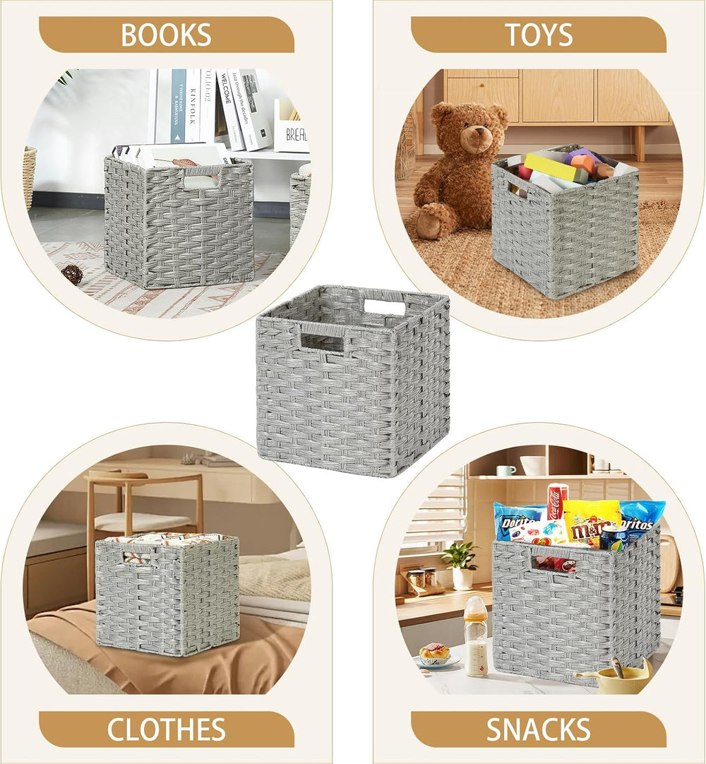 DULLEMELO Wicker Storage Cubes for Organizing 11x11x11 Inch Woven Storage Bas...