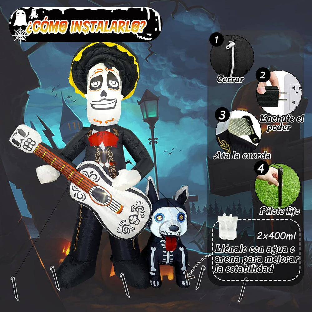 Dia De Los Muertos Decoration, 6 FT Halloween Inflatables Outdoor, Day of The...