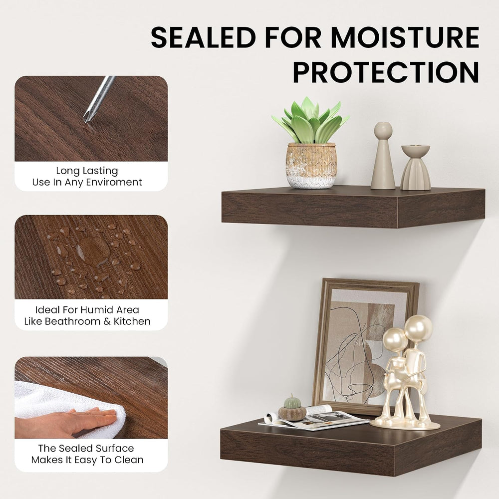 Square Floating Shelves for Wall, 10"W x 10"D x 1.4"H, Set of ...