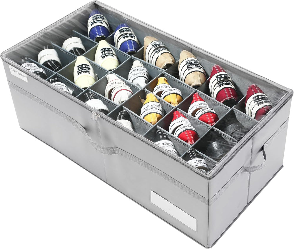 LUVHOMEE Shoe Organizer for Closet, Fits 24 Pairs, Large Shoe Box Storage Con...
