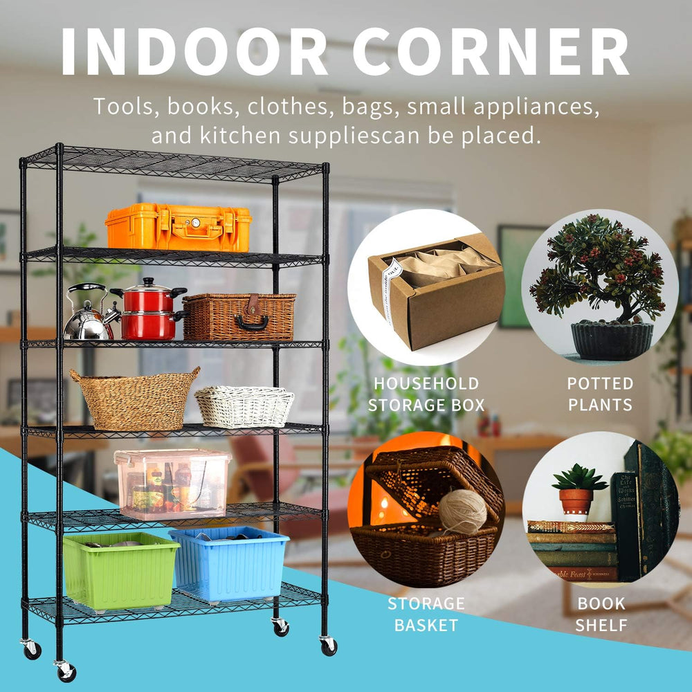 HCY 6-Tier Storage Shelf Heavy Duty Shelving Unit NSF Height Adjustable Metal...