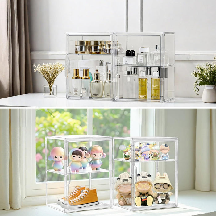 Attelite Acrylic Display Case for Figures 3 Adjustable Layers 4Pack