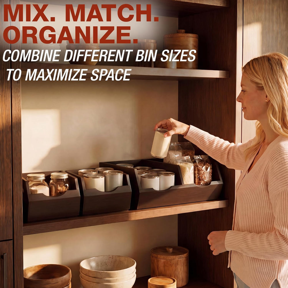 HOMESTEAD Stackable Solid Wood Storage Bins for Kitchen Pantry & Countert...