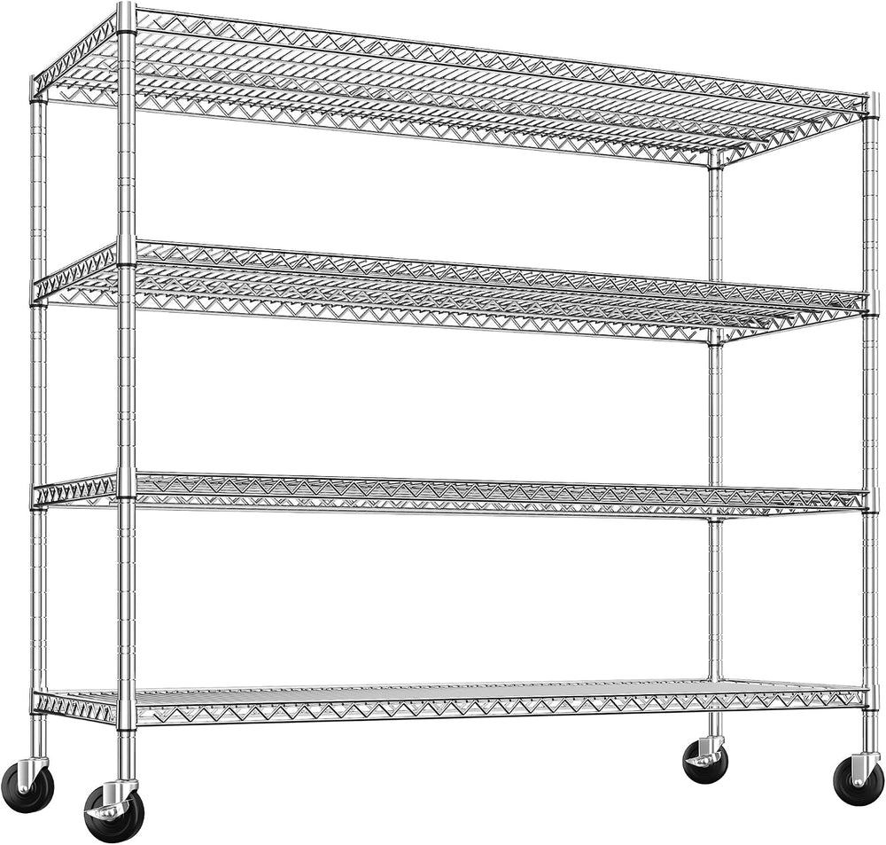 REIBII 55.5''W Storage Shelves 2500LBS Wire Shelving Unit with Wheels...