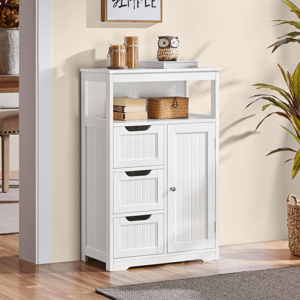 Yaheetech Small Freestanding Bathroom Storage Cabinet with 3 Drawers, White