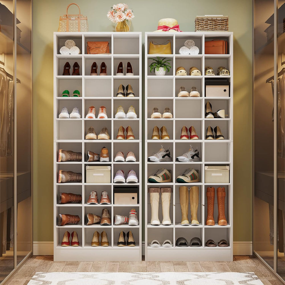 Tribesigns 10-Tier Shoe Storage Cabinet, White Wooden Shoe Rack with 30 Cubbi...