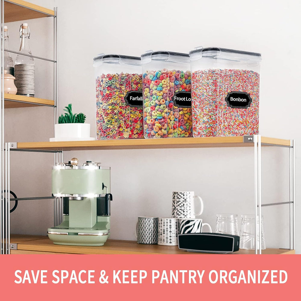 PRAKI Large Dry Food Storage Containers with Lids, 6PCS Airtight Cereal Conta...
