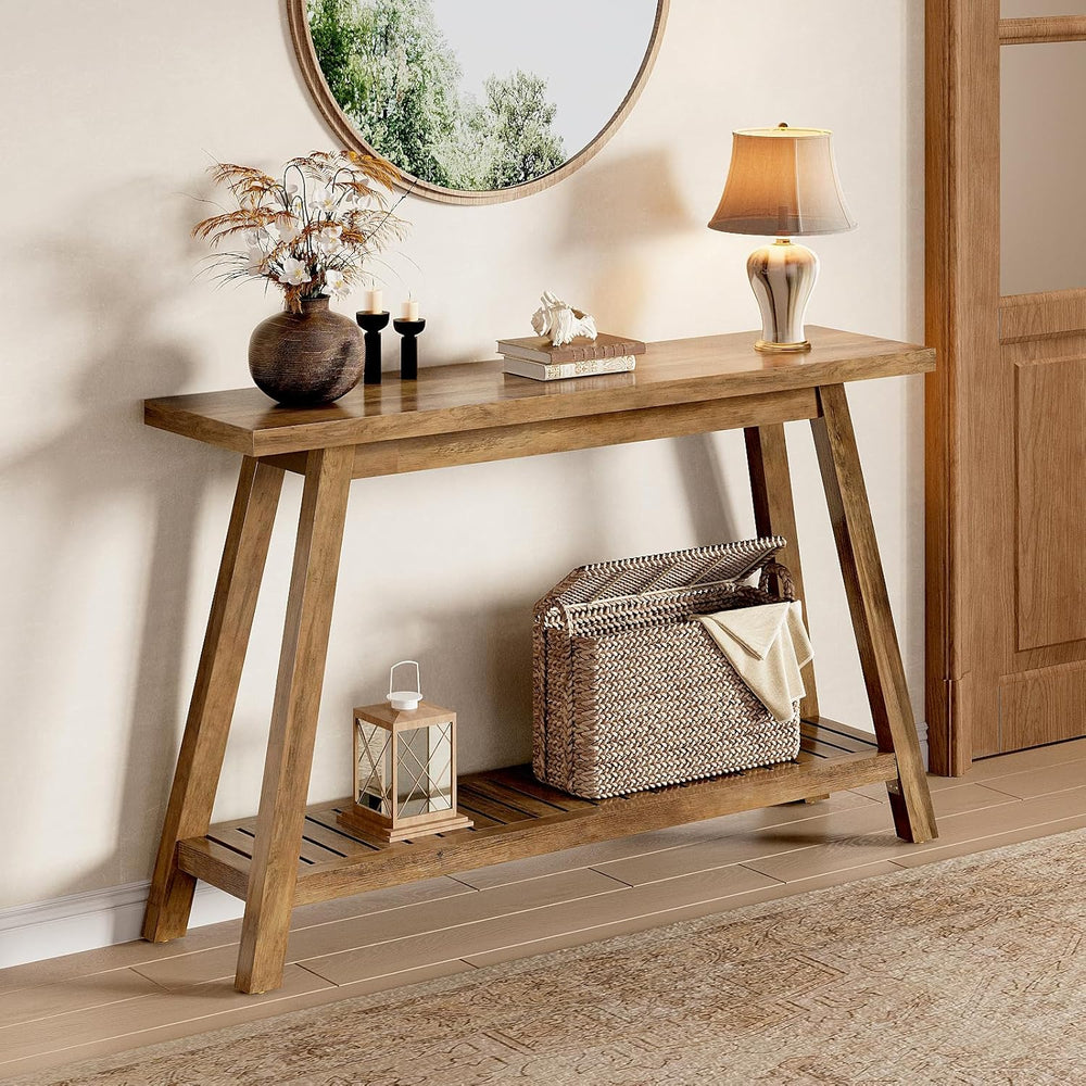 47.2" Farmhouse Console Table with 2-Tier Open Storage