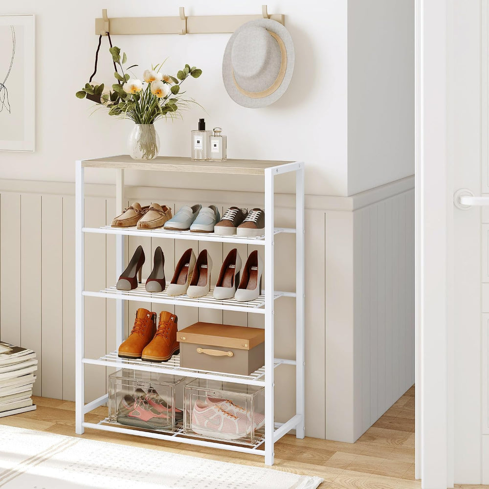 Yusong Shoe Rack Organizer, 5 Tier Industrial Shoe Storage Shelf, Narrow Stur...