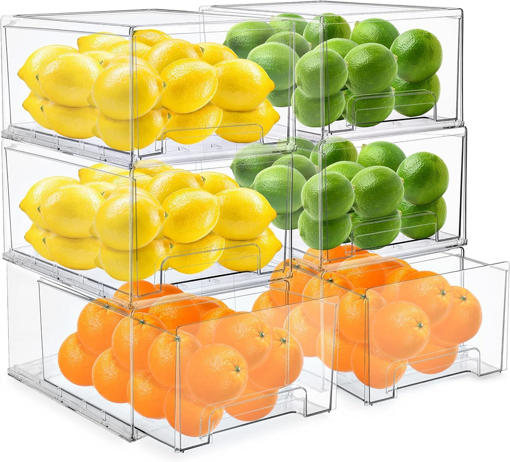 Sorbus Clear Storage Drawers for Refrigerator (Wide + Narrow Deep, 6 Pack)