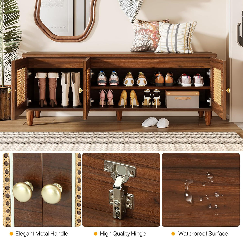 Tribesigns Shoe Bench with Lift Top Storage, 2-Tier Entryway Bench with Ratta...