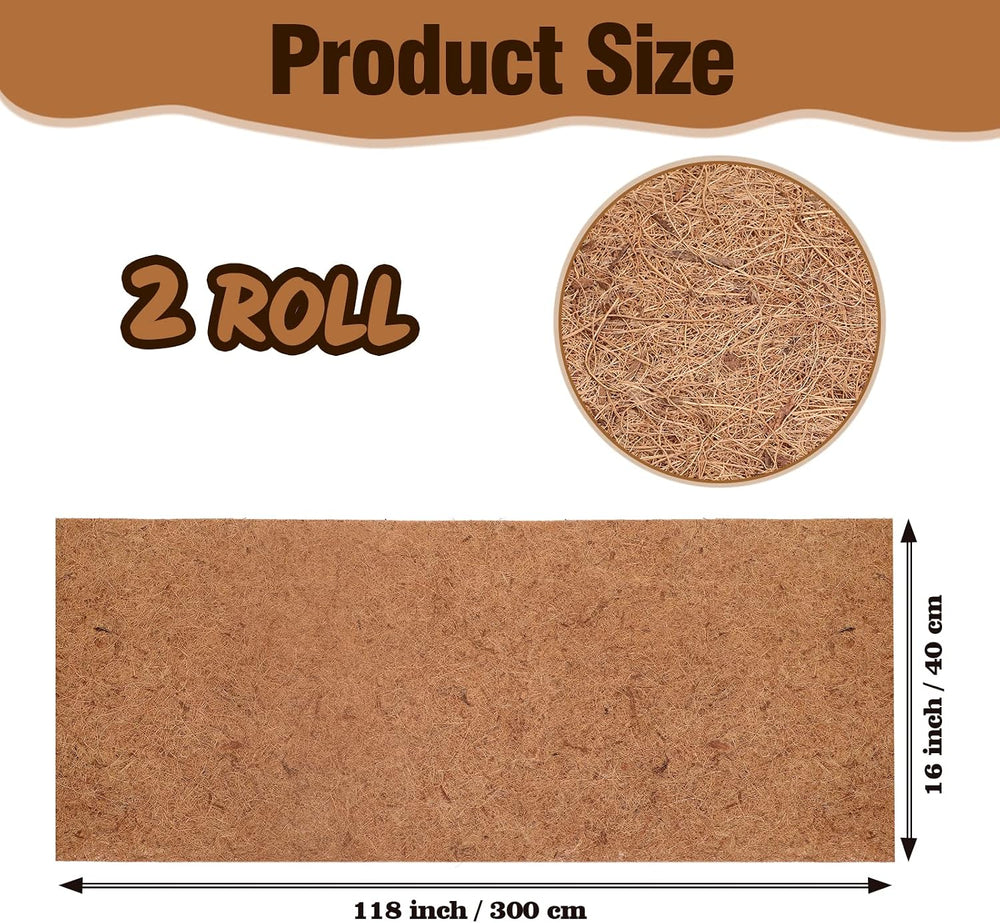 Sawysine 2 Rolls 16 x 118 Inch Coir Liner Roll Coconut Fiber Mat