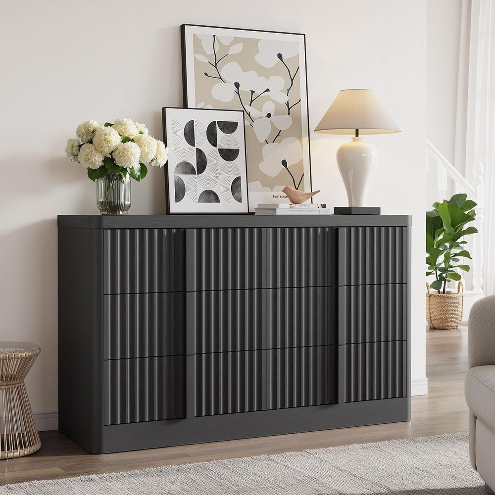 Fluted Dresser for Bedroom, 47" Wide 6 Drawer Dresser, Modern Chest of D...